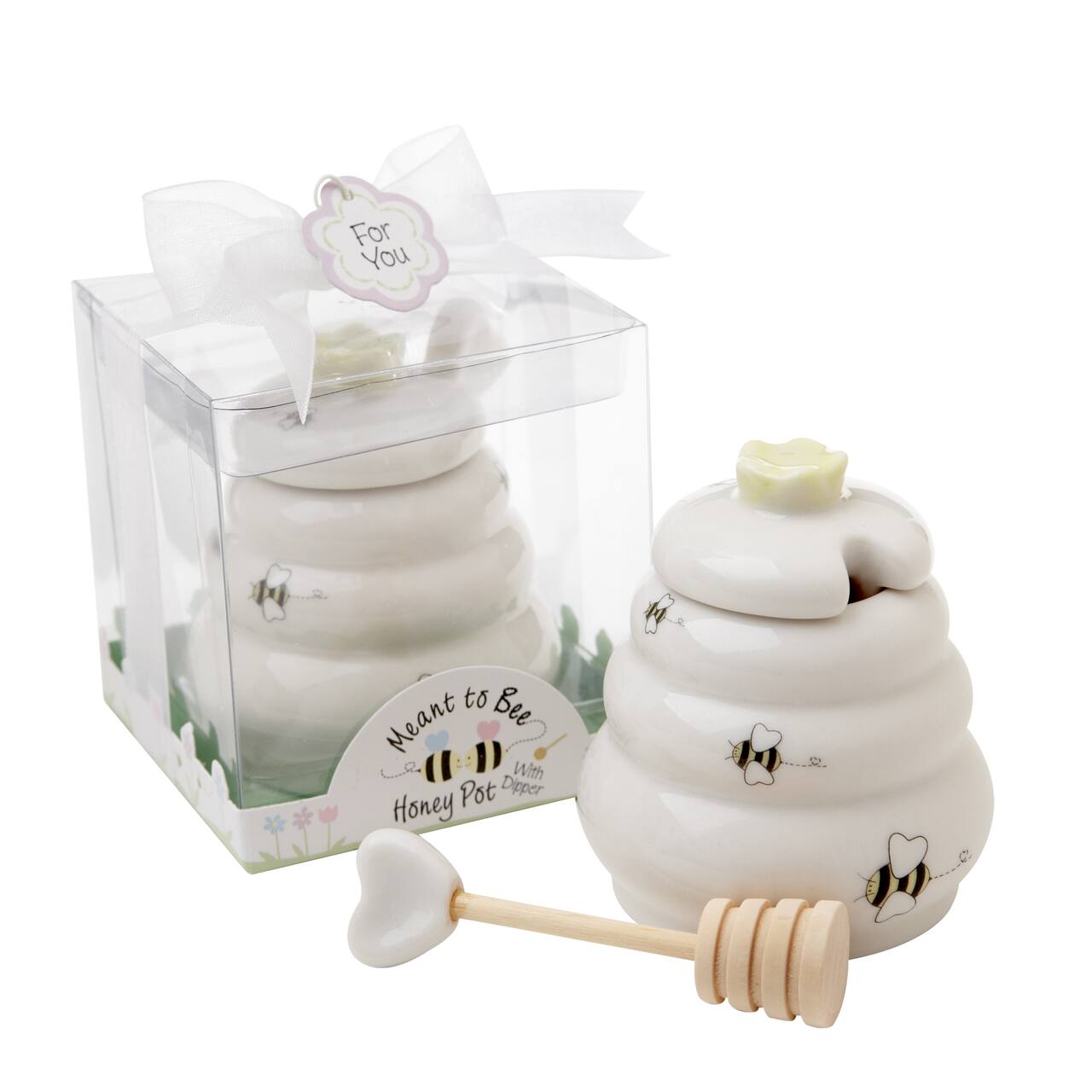 Kate Aspen&#xAE; &#x22;Meant to Bee&#x22; Ceramic Honey Pot with Wooden Dipper, 2ct.